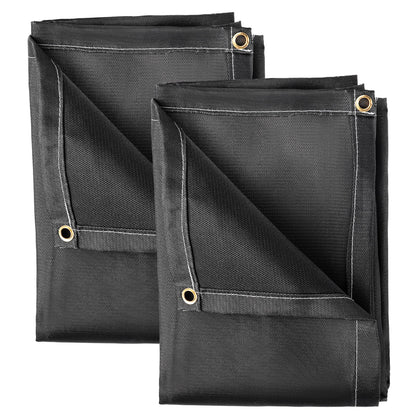 Fire Blankets, 2 Pack Welding Blankets, 2.4 x 3 m Fire Suppression Blanket, 550°C Flame Retardant Blanket, Black Fire Emergency Blankets, Fiberglass Fire Retardant Blanket with 12 Brass Grommets