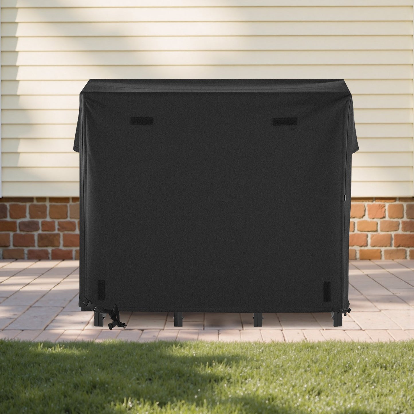 Brennholzregal mit wasserdichter Abdeckung, 1,22 m langer Brennholzhalter für den Außenbereich, geeignet für 1/4 Raummeter Brennholz, max. Tragkraft 181 kg, komplett abgedeckt, pulverbeschichtetes Holzregal für die Terrasse oder den Kamin