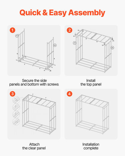 Brennholzregal mit schrägem Dach, 143 cm, geeignet für 1/4 Raummeter Brennholz, max. Tragkraft 299 kg, pulverbeschichtetes Metall-Brennholzregal für Kamin, Terrasse, Garten