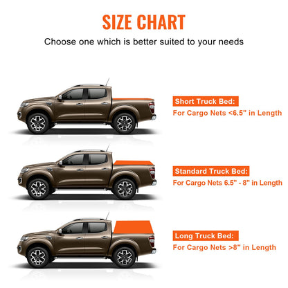 Ladungsnetz, 244 cm x 206 cm, robustes LKW-Ladungsnetz für Ladeflächen, 4 verstellbare Gurte mit Karabinern und gummierten Haken, langlebig, geeignet für Pickups, Jeeps, LKWs, SUVs, Boote (Schwarz)
