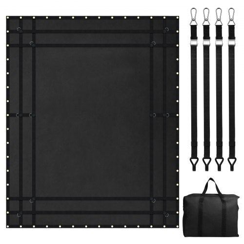 Ladungsnetz, 120 Zoll x 105 Zoll, robustes LKW-Ladungsnetz für Ladeflächen, 4 verstellbare Gurte mit Karabinern und gummierten Haken, langlebig, geeignet für Pickups, Jeeps, LKWs, SUVs, Boote (Schwarz)