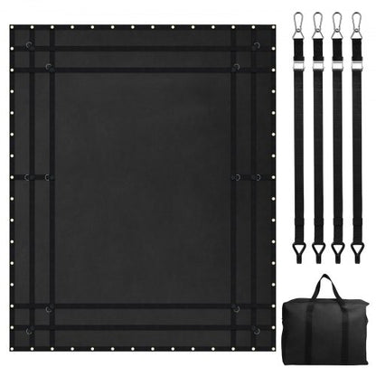 Ladungsnetz, 120 Zoll x 105 Zoll, robustes LKW-Ladungsnetz für Ladeflächen, 4 verstellbare Gurte mit Karabinern und gummierten Haken, langlebig, geeignet für Pickups, Jeeps, LKWs, SUVs, Boote (Schwarz)