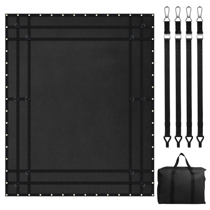 Ladungsnetz, 120 Zoll x 105 Zoll, robustes LKW-Ladungsnetz für Ladeflächen, 4 verstellbare Gurte mit Karabinern und gummierten Haken, langlebig, geeignet für Pickups, Jeeps, LKWs, SUVs, Boote (Schwarz)
