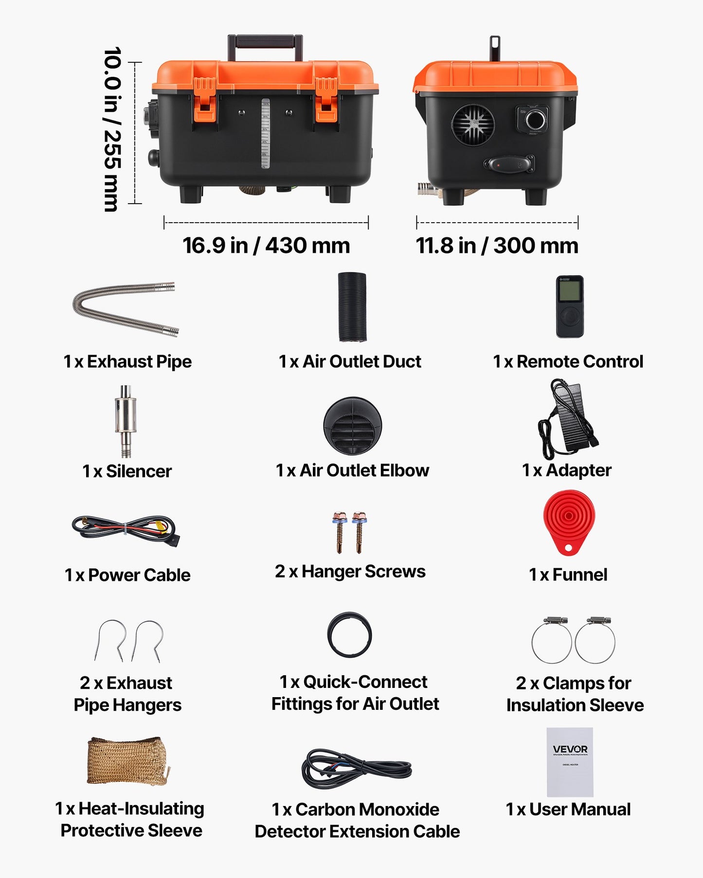 Diesel Heater, 8KW, DC 12V/24V, All in One Portable Diesel Air Heater with Remote Control and LCD Screen, Fast Heating Low Noise, 4 L Fuel Tank for Trucks, Vans, RVs, Campers, and Garages