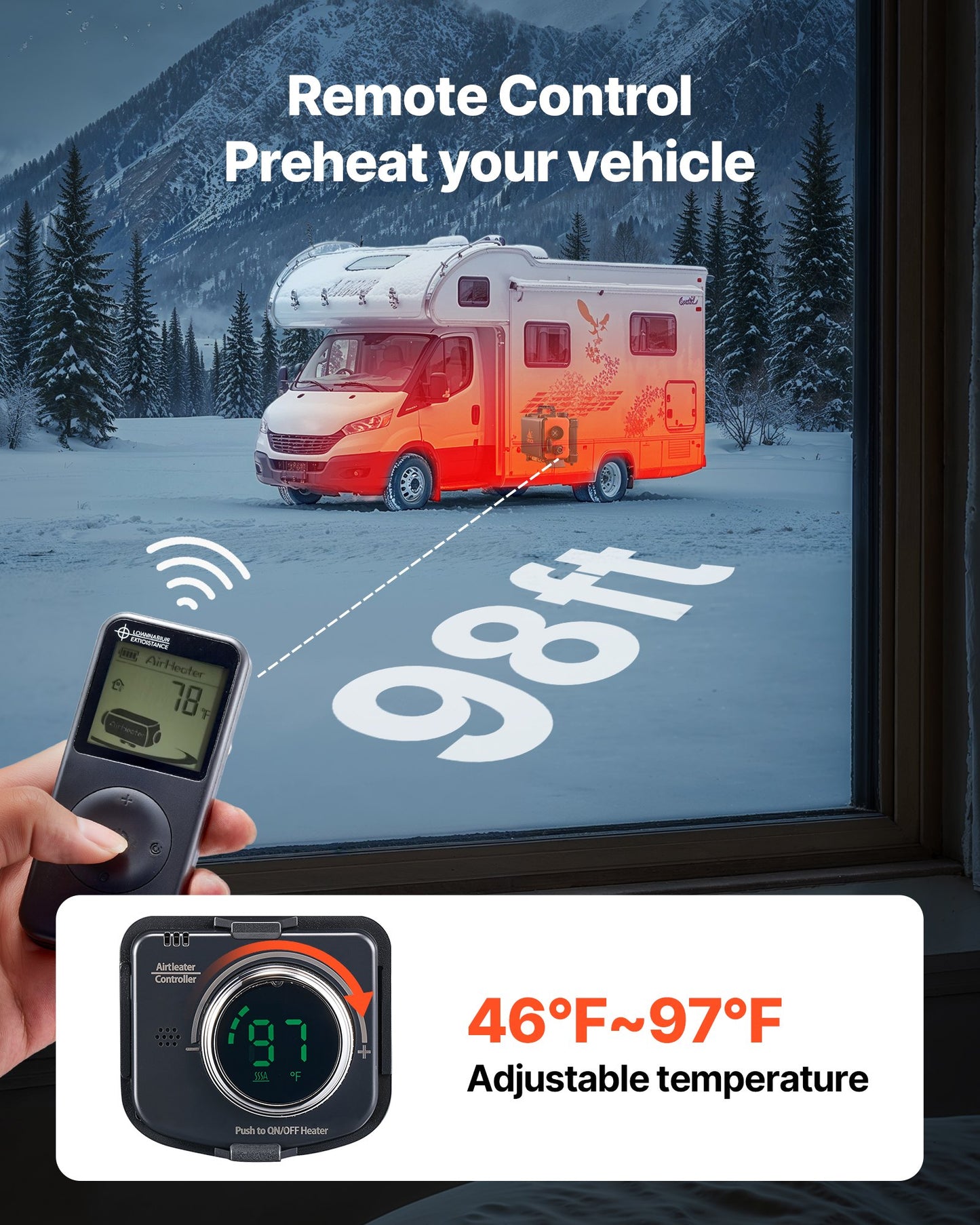 Diesel Heater, 8KW, DC 12V/24V, All in One Portable Diesel Air Heater with Remote Control and LCD Screen, Fast Heating Low Noise, 4.5 L Fuel Tank for Trucks, Vans, RVs, Campers, and Garages