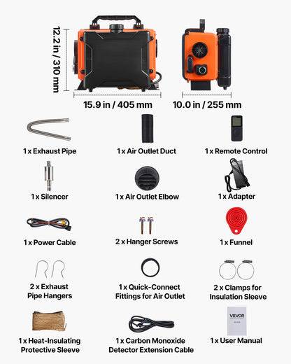 Diesel Heater, 8KW, DC 12V/24V, All in One Portable Diesel Air Heater with Remote Control and LCD Screen, Fast Heating Low Noise, 4.5 L Fuel Tank for Trucks, Vans, RVs, Campers, and Garages