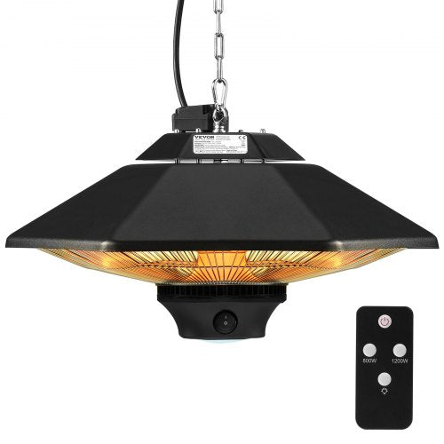 Hanging Patio Heater, 2000W Remote Control Outdoor/Indoor Electric Space Infrared Heater, IP34 Protection Ceiling Heater w/ Pull Cord & Adjustable Chain, for Porch,Patio,Dining Room,Studio