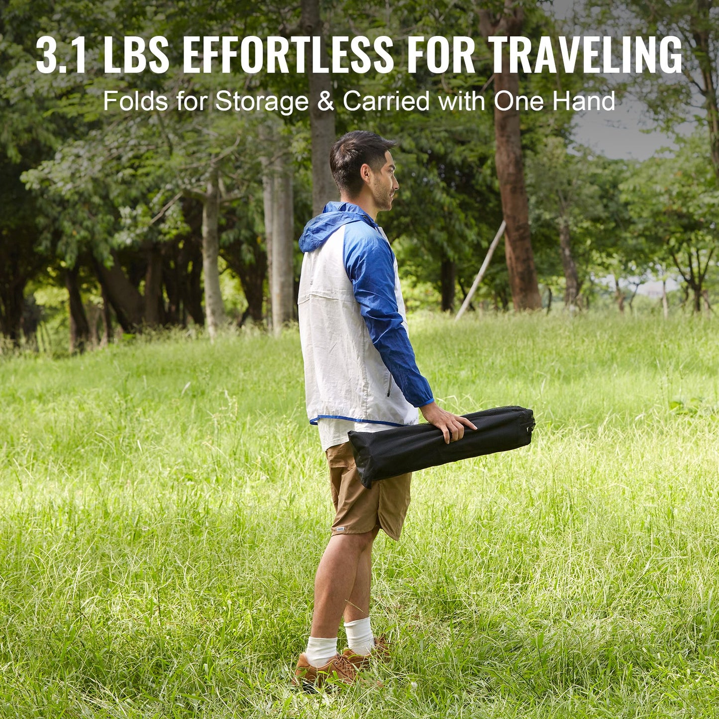 Folding Camping Table, Outdoor Portable Side Tables, Lightweight Fold Up Table, Aluminum Alloy Ultra Compact Work Table with Carry Bag, For Cooking, Beach, Picnic, Travel, 22.2x15.9 inch, Black