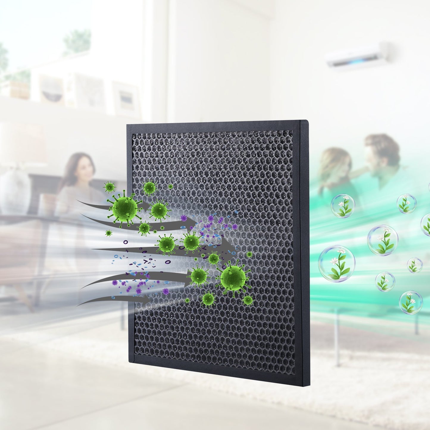 Aktivkohlefilter, 3er-Pack, 40 x 40 cm (15,7'' x 15,7''), hocheffiziente Filter der Stufe 2, kompatibel mit BlueDri &amp; Scrubber, Luftreinigern und Geräten zur Wasserschadenbeseitigung