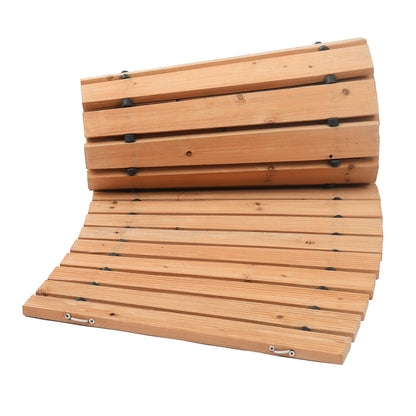 Gartenweg aus Holz, 2,13 m x 43 cm, rutschfester, geschwungener Gartenweg, ausrollbarer Zedernholz-Außenweg mit Drahtseilverbindung, dekorativer Rasenpflasterstein für Gartenpromenade, Hochzeitsfeier