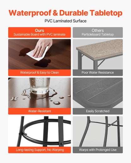 Runder Stehtisch für den Außenbereich, 60 cm Stehtischhöhe, Terrassentische mit pflegeleichter Tischplatte und robustem Metallgestell, Stehtische für kleine Räume, Küche