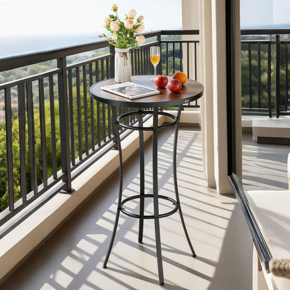 Runder Stehtisch für den Außenbereich, 60 cm Stehtischhöhe, Terrassentische mit pflegeleichter Tischplatte und robustem Metallgestell, Stehtische für kleine Räume, Küche