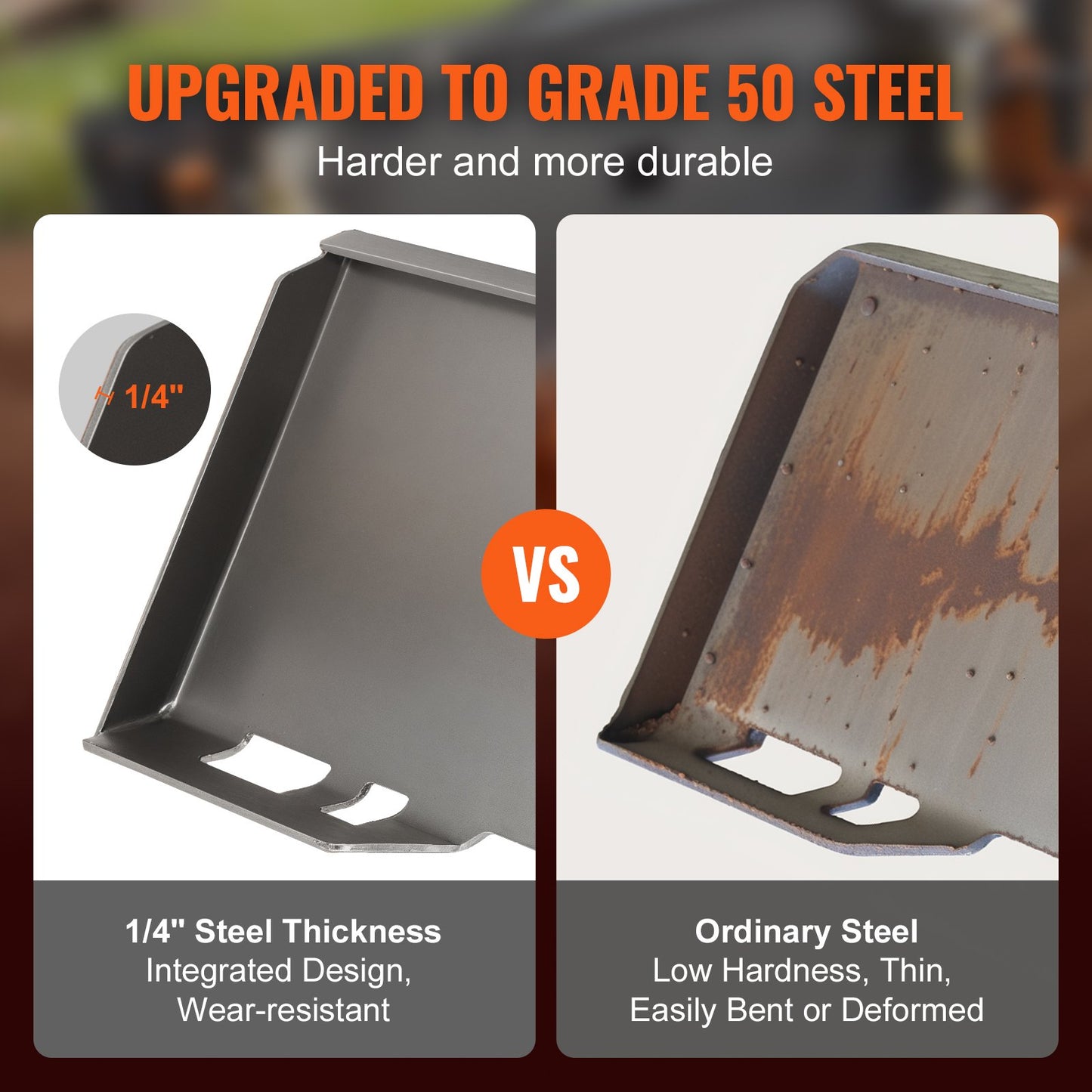 1/4"-Anbauplatte für Kompaktlader, Schnellwechselplatte für Lader, mit 2,28"-Anhängerkupplung, kompatibel mit Kompaktladern und Traktoren von Deere, Kubota, Bobcat und Mahindra