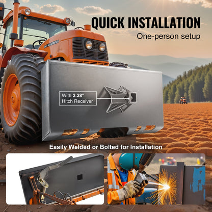 1/4"-Anbauplatte für Kompaktlader, Schnellwechselplatte für Lader, mit 2,28"-Anhängerkupplung, kompatibel mit Kompaktladern und Traktoren von Deere, Kubota, Bobcat und Mahindra