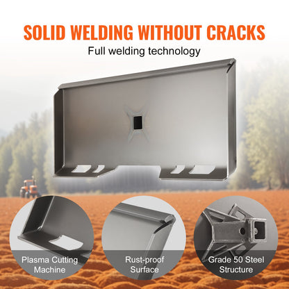 1/4"-Anbauplatte für Kompaktlader, Schnellwechselplatte für Lader, mit 2,28"-Anhängerkupplung, kompatibel mit Kompaktladern und Traktoren von Deere, Kubota, Bobcat und Mahindra