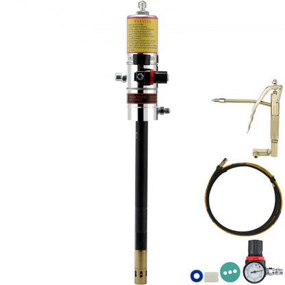 Grease Pump, 50:1 Pressure Ratio Air Operated Grease Pump with 13 ft High Pressure Hose and Grease Gun, Pneumatic Grease Pump, Portable Lubrication Grease Pump with 360° Swivel Grease Gun Head