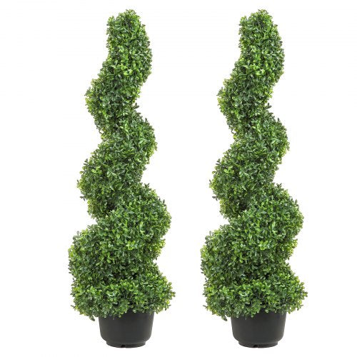 Künstliche Buchsbaum-Topiaries, 90 cm hoch (2 Stück), künstliche Topiary-Pflanze für den Außenbereich, ganzjährig grüne Kunstpflanze mit austauschbaren Blättern für die Dekoration im Innen- und Außenbereich/Garten