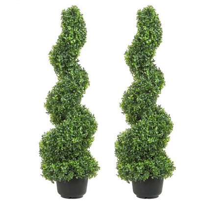 Künstliche Buchsbaum-Topiaries, 90 cm hoch (2 Stück), künstliche Topiary-Pflanze für den Außenbereich, ganzjährig grüne Kunstpflanze mit austauschbaren Blättern für die Dekoration im Innen- und Außenbereich/Garten