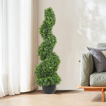 Künstliche Buchsbaum-Topiaries, 90 cm hoch (2 Stück), künstliche Topiary-Pflanze für den Außenbereich, ganzjährig grüne Kunstpflanze mit austauschbaren Blättern für die Dekoration im Innen- und Außenbereich/Garten