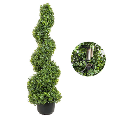 Künstliche Buchsbaum-Topiaries, 90 cm hoch (2 Stück), künstliche Topiary-Pflanze für den Außenbereich, ganzjährig grüne Kunstpflanze mit austauschbaren Blättern für die Dekoration im Innen- und Außenbereich/Garten