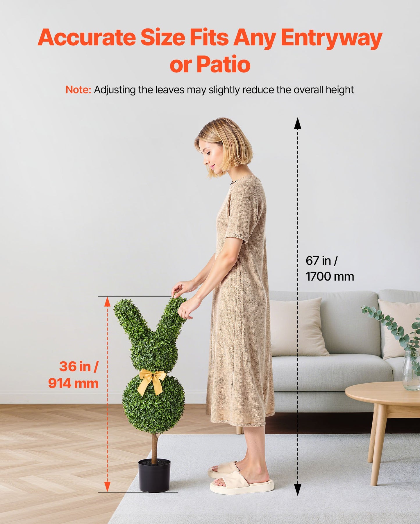 Künstliche Buchsbaumkugeln in Hasenform, 2er-Set (914 mm), künstliche Buchsbaumkugeln aus Seide, sehen täuschend echt aus, einfache Montage, ideal zur Dekoration von Veranda, Terrasse, Garten, Balkon, Hinterhof und Innenbereich.