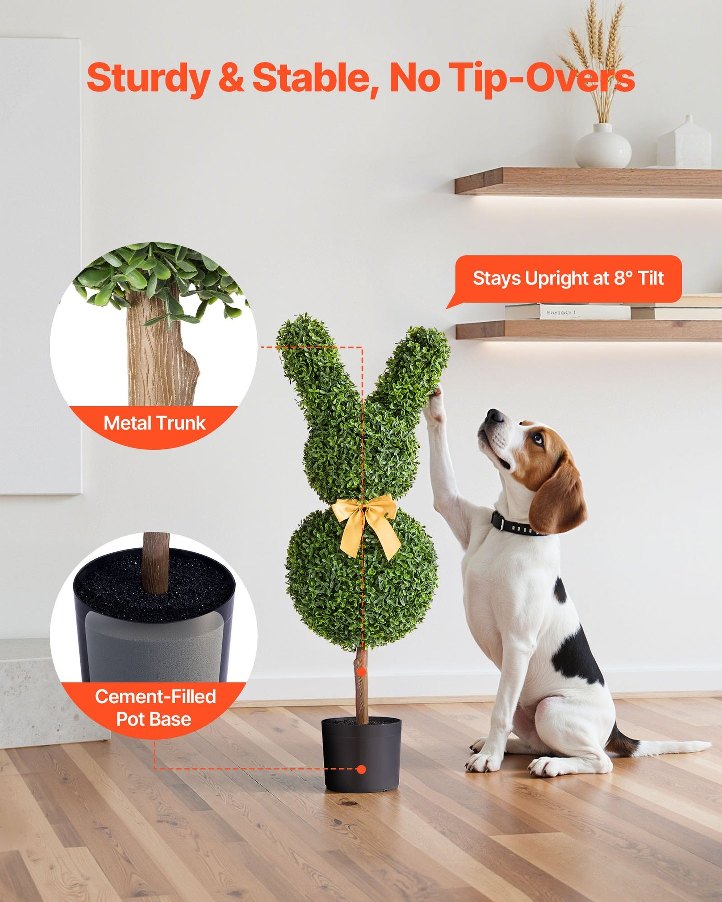 Künstliche Buchsbaumkugeln in Hasenform, 2er-Set (914 mm), künstliche Buchsbaumkugeln aus Seide, sehen täuschend echt aus, einfache Montage, ideal zur Dekoration von Veranda, Terrasse, Garten, Balkon, Hinterhof und Innenbereich.