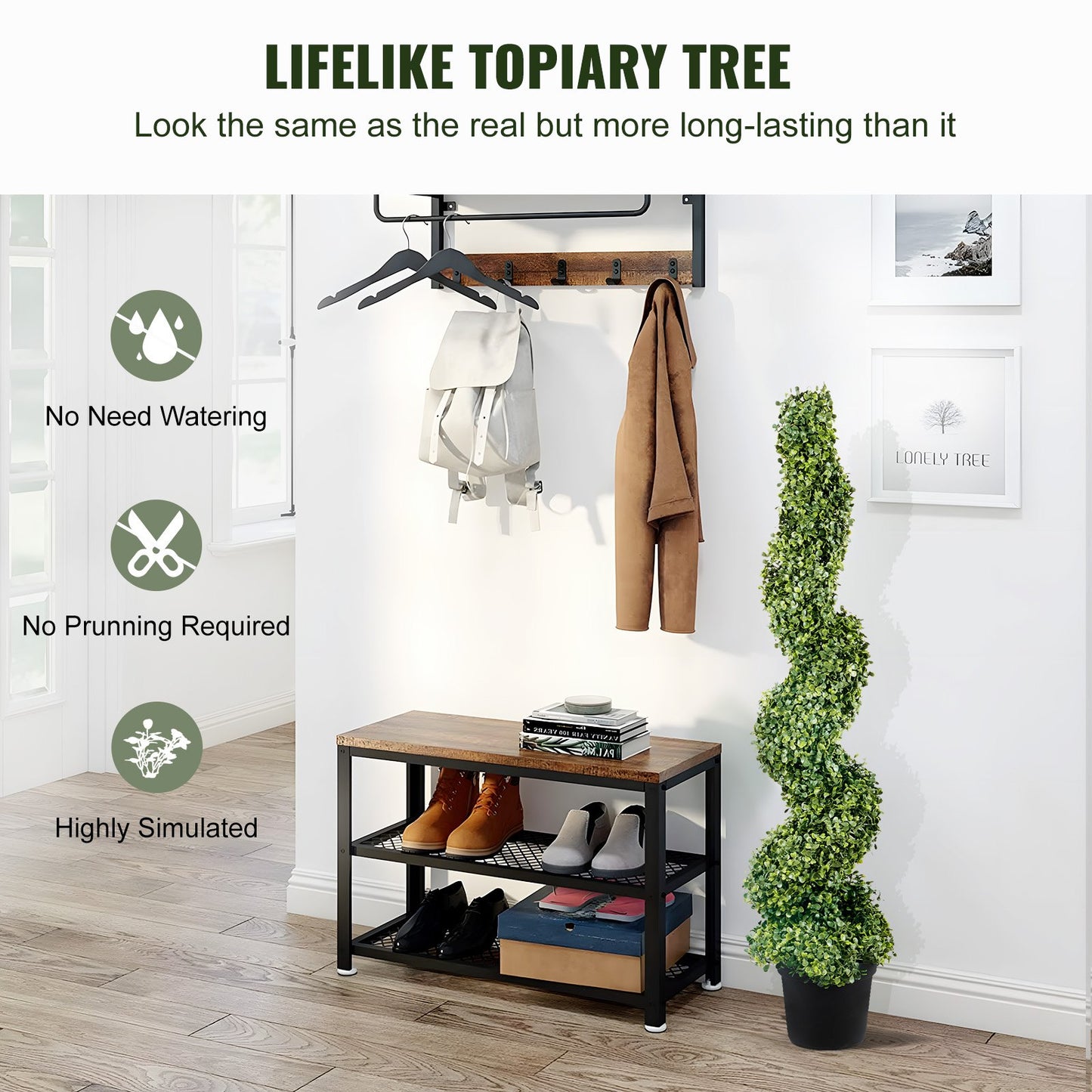 Künstliche Buchsbaum-Topiaries, 121,9 cm hoch (2 Stück), künstliche Topiary-Pflanze für den Außenbereich, ganzjährig grüne Kunstpflanze mit austauschbaren Blättern für die Dekoration von Innen- und Außenbereichen/Gärten