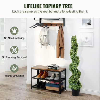 Künstliche Buchsbaum-Topiaries, 121,9 cm hoch (2 Stück), künstliche Topiary-Pflanze für den Außenbereich, ganzjährig grüne Kunstpflanze mit austauschbaren Blättern für die Dekoration von Innen- und Außenbereichen/Gärten