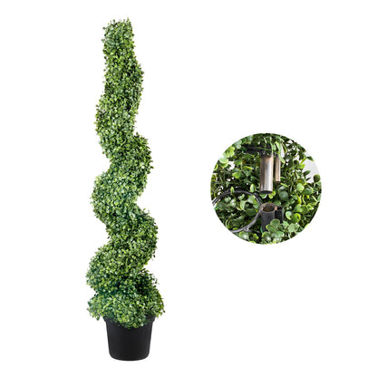 Künstliche Buchsbaum-Topiaries, 121,9 cm hoch (2 Stück), künstliche Topiary-Pflanze für den Außenbereich, ganzjährig grüne Kunstpflanze mit austauschbaren Blättern für die Dekoration von Innen- und Außenbereichen/Gärten