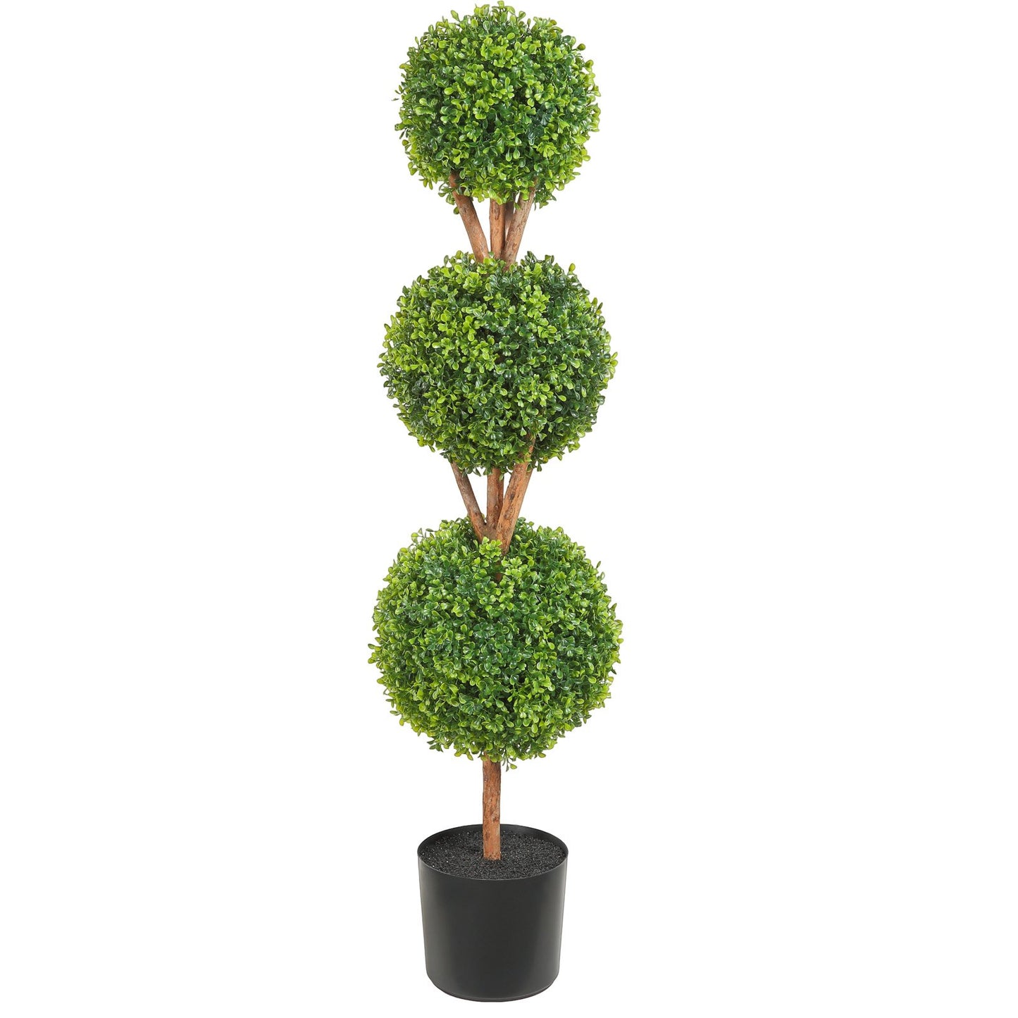 Artificial Topiaries Boxwood Trees, 48 inch Tall (2 Pieces), 3 Ball-Shape Faux Topiaries Plant with Planters, Green Feaux Plant w/ Replaceable Leaves & Port for Decorative Indoor/Outdoor/Garden