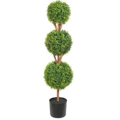Artificial Topiaries Boxwood Trees, 48 inch Tall (2 Pieces), 3 Ball-Shape Faux Topiaries Plant with Planters, Green Feaux Plant w/ Replaceable Leaves & Port for Decorative Indoor/Outdoor/Garden