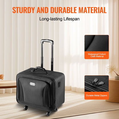 Rolling Makeup Train Case Large Storage 3 Tiers, Convenient Carry With Handle, Wheels, Strap, Professional Makeup Storage Organizer Box Make Up Carrier Waterproof Oxford, Black