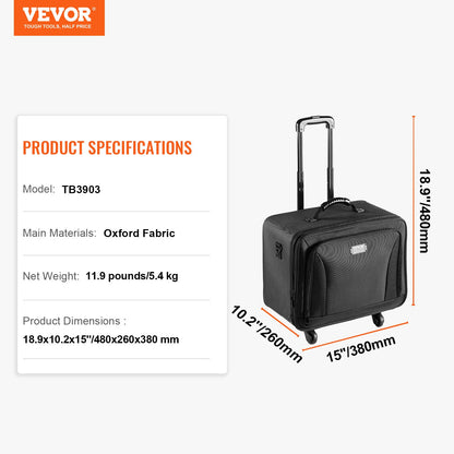 Rolling Makeup Train Case Large Storage 3 Tiers, Convenient Carry With Handle, Wheels, Strap, Professional Makeup Storage Organizer Box Make Up Carrier Waterproof Oxford, Black