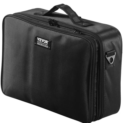 Makeup Train Case Large Storage 3 Tiers, Convenient Carry With Handle, Strap, Professional Waterproof Oxford Makeup Storage Organizer Box, Heavy Duty Make Up Carrier, Black