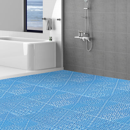 Modular Interlocking Cushion, 50 Pack 30 x 30 cm Splicing Drainage Mats, Soft PVC Interlocking Drainage Floor Tiles, Non-Slip Drainage Holes for Restroom, Bathroom, Kitchen, Pool, Wet Area, Blue