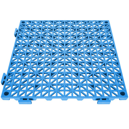 Modular Interlocking Cushion, 50 Pack 30 x 30 cm Splicing Drainage Mats, Soft PVC Interlocking Drainage Floor Tiles, Non-Slip Drainage Holes for Restroom, Bathroom, Kitchen, Pool, Wet Area, Blue