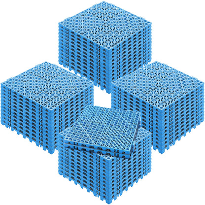 Modular Interlocking Cushion, 50 Pack 30 x 30 cm Splicing Drainage Mats, Soft PVC Interlocking Drainage Floor Tiles, Non-Slip Drainage Holes for Restroom, Bathroom, Kitchen, Pool, Wet Area, Blue