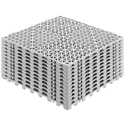 Interlocking Drainage Floor Mat 30.5 x 30.5 cm PVC Non-Slip Floor Tiles 12 Pack