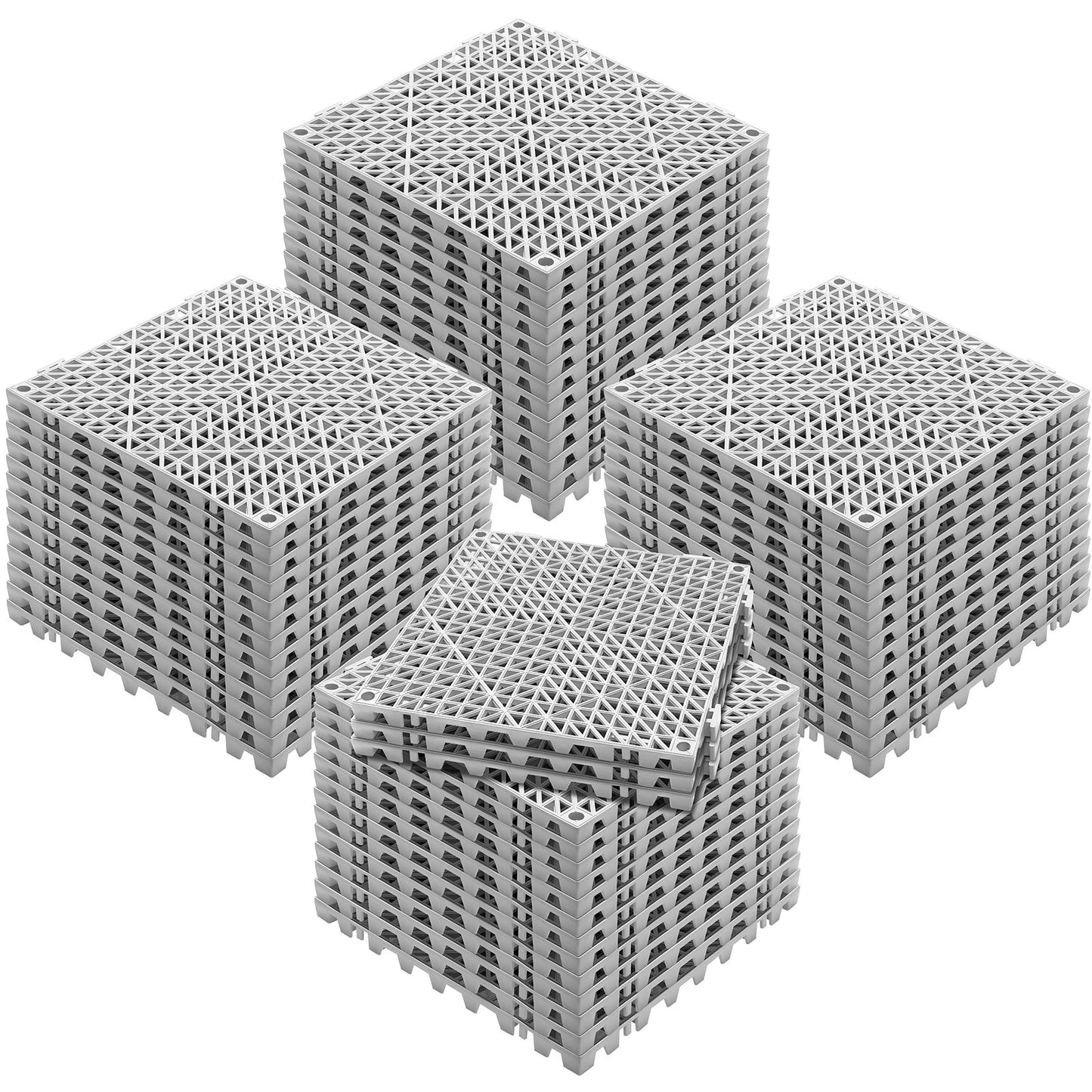 Modular Interlocking Cushion, 55 Pack 30 x 30 cm Splicing Drainage Mats, Soft PVC Interlocking Drainage Floor Tiles, Non-Slip Drainage Holes for Restroom, Bathroom, Kitchen, Pool, Wet Area, Gray