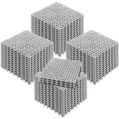 Modular Interlocking Cushion, 55 Pack 30 x 30 cm Splicing Drainage Mats, Soft PVC Interlocking Drainage Floor Tiles, Non-Slip Drainage Holes for Restroom, Bathroom, Kitchen, Pool, Wet Area, Gray