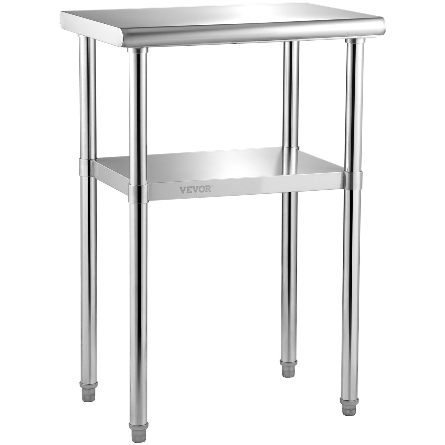 Stainless Steel Prep Table, 61 x 46 x 91 cm, 272 kg Load Capacity Heavy Duty Metal Worktable with Adjustable Undershelf & Feet, Commercial Workstation for Kitchen Restaurant Garage Backyard