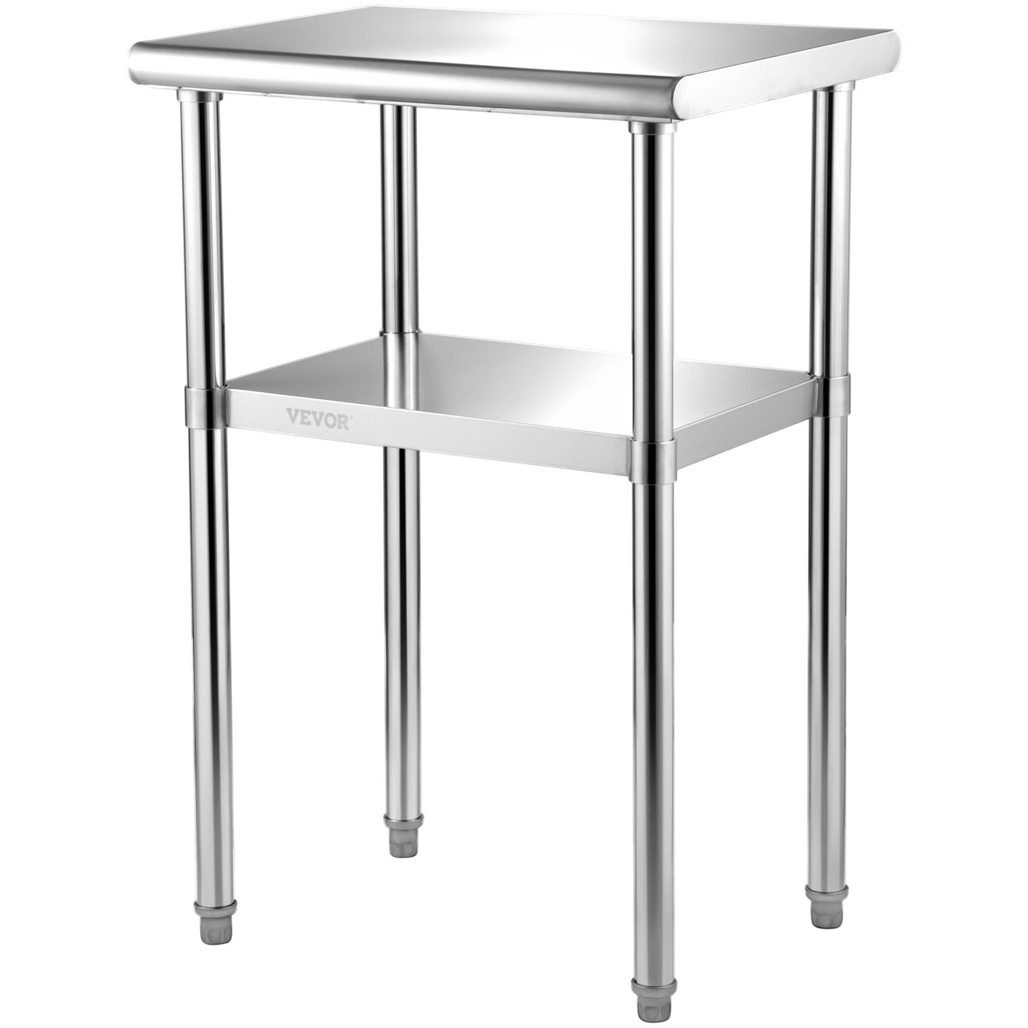Stainless Steel Prep Table, 61 x 46 x 91 cm, 272 kg Load Capacity Heavy Duty Metal Worktable with Adjustable Undershelf & Feet, Commercial Workstation for Kitchen Restaurant Garage Backyard