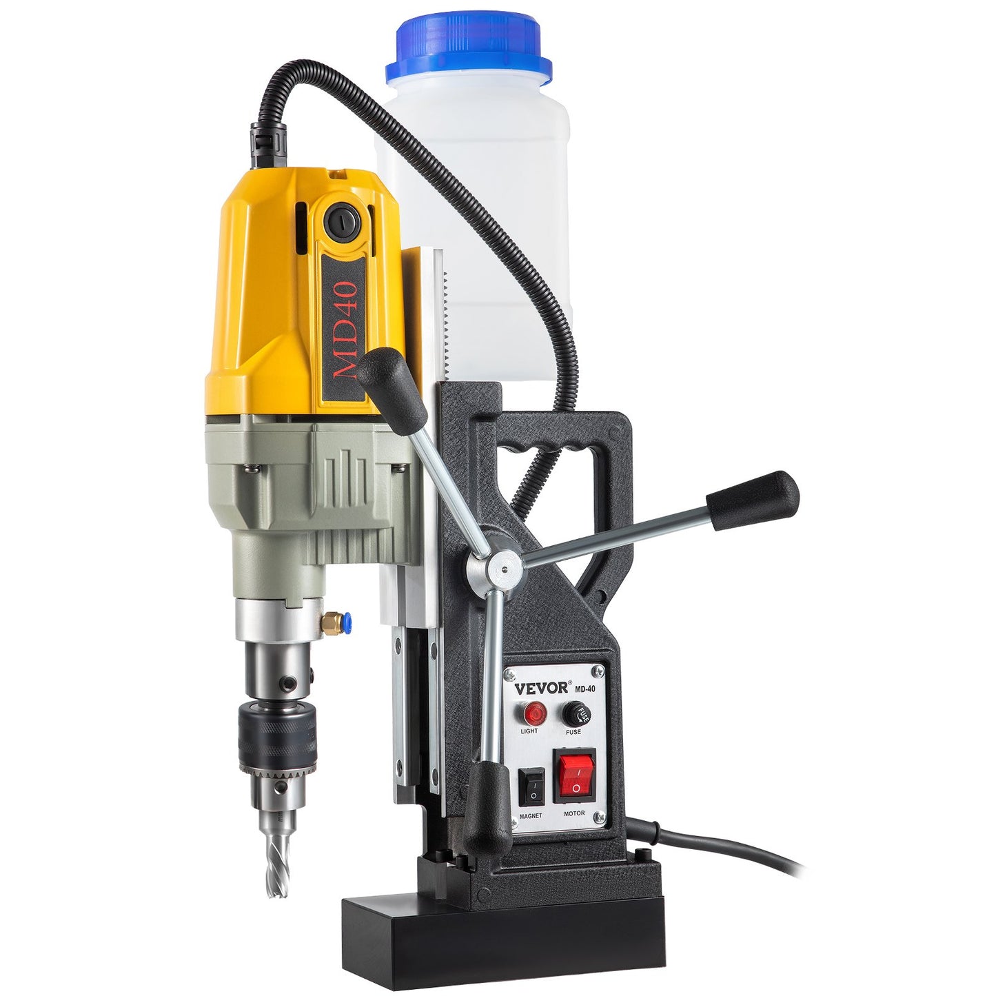 Magnetic Drill, 1100W 4 cm Boring Diameter, 2697lbf/12000N Portable Electric Mag Drill Press with 12 Bits, 580 RPM Max Speed Drilling Machine for any Surface and Home Improvement