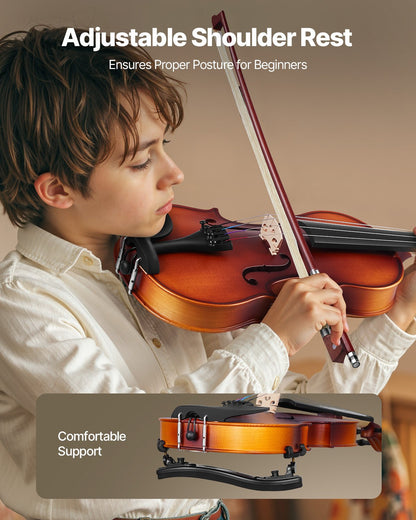 Violine, 340 mm, für Erwachsene, Geigen-Set für Anfänger mit Hartschalenkoffer, Kolophonium, Bogen, Schulterstütze, Steg, Stimmgerät und Ersatzsaiten, professionelles Musikinstrument für Schüler (Braun)