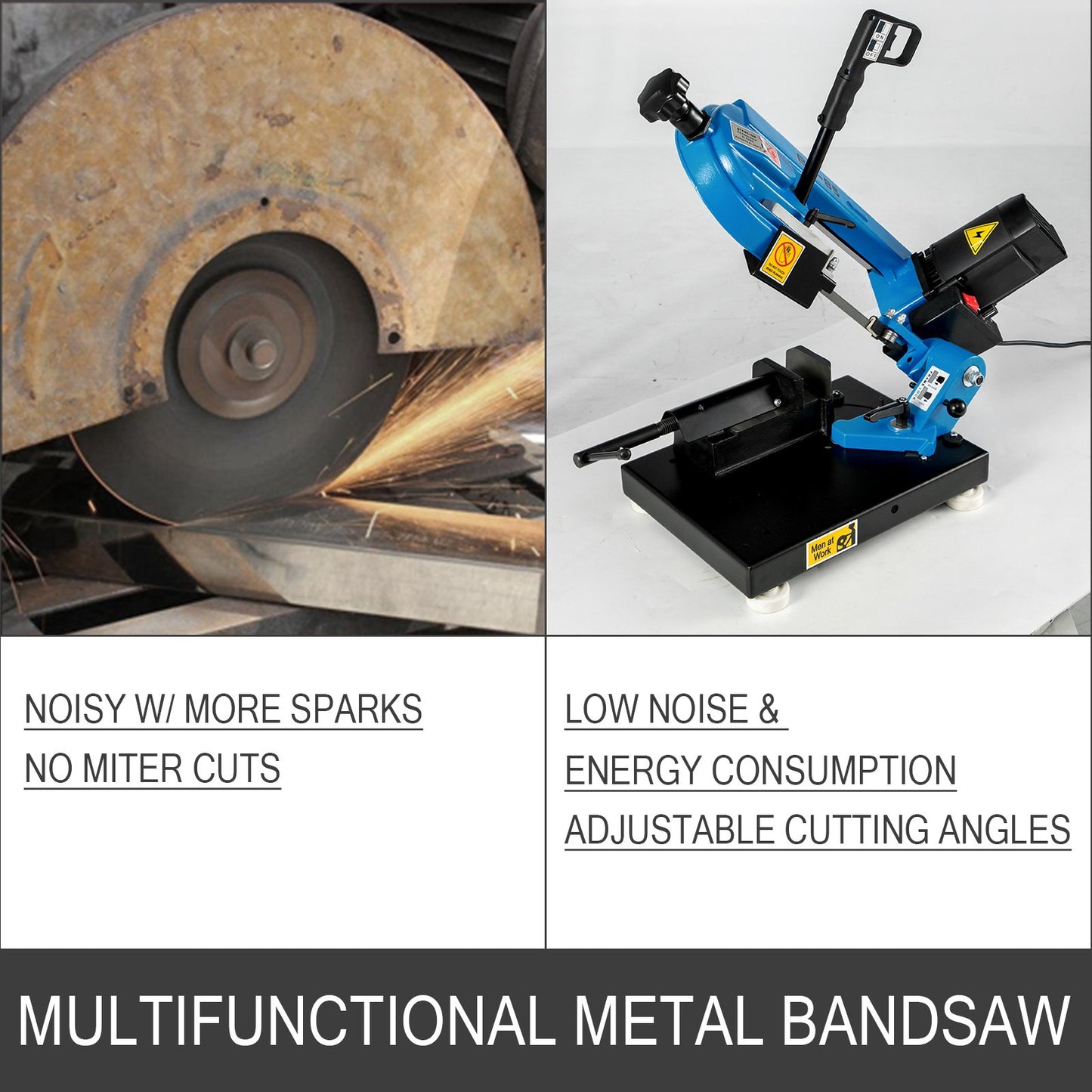 Metal Bandsaw 1000W Vertical Metal Bandsaw 0°-45° Metal Band Saw Band Saw Metal Table Top Bandsaw Table Top Metal Band Saw 85 x 105 mm Cutting Depth for Metal for Cutting Wood Metal Glass Fiber Plastic