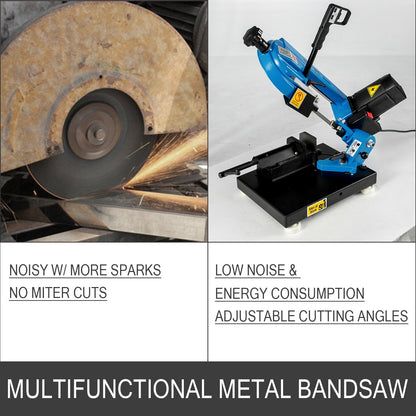 Metal Bandsaw 1000W Vertical Metal Bandsaw 0°-45° Metal Band Saw Band Saw Metal Table Top Bandsaw Table Top Metal Band Saw 85 x 105 mm Cutting Depth for Metal for Cutting Wood Metal Glass Fiber Plastic