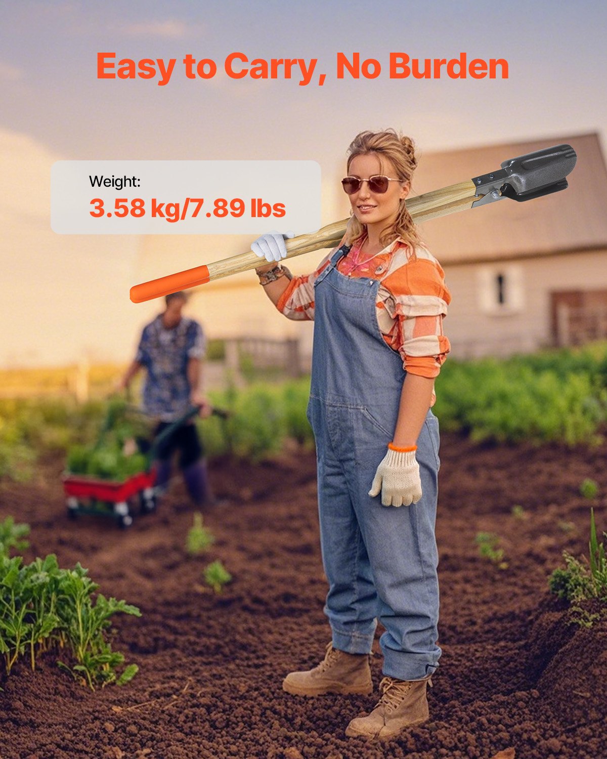 Erdbohrer, robuster Erdbohrer mit Holzgriff, manueller Erdbohrer mit Skala und Metallklinge, Erdbohrer für Gartenarbeiten im Freien, 57,5 ​​Zoll