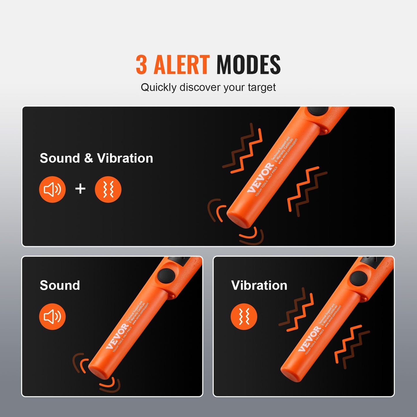 Metalldetektor-Pinpointer, teilweise wasserdichter Hand-Pinpointer, 50 mm/1,96 Zoll Suchtiefe, 3 Modi, Schatzsuchsonde mit Holster, wasserdichter Tasche und 9-V-Batterie, für Erwachsene und Kinder