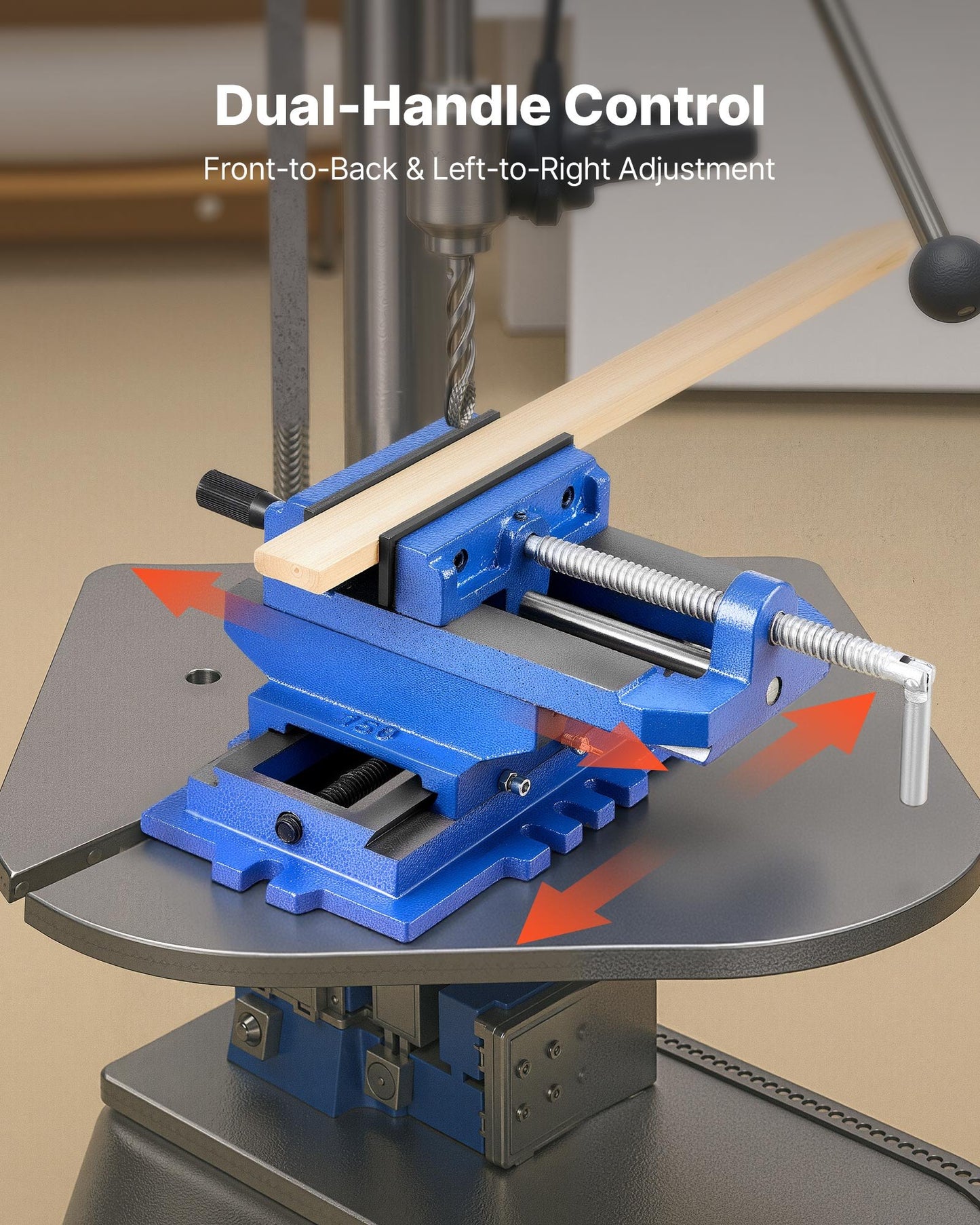 Kreuzschlitten-Bohrmaschinenschraubstock, 100 mm Backenbreite, 2-Wege-XY-Achsen-Werkbankschraubstock, max. 90 mm Backenöffnung, robustes Gusseisen, Werkbankschraubstockklemme, für Holzbearbeitungs-Bohr- und CNC-Fräsmaschinen