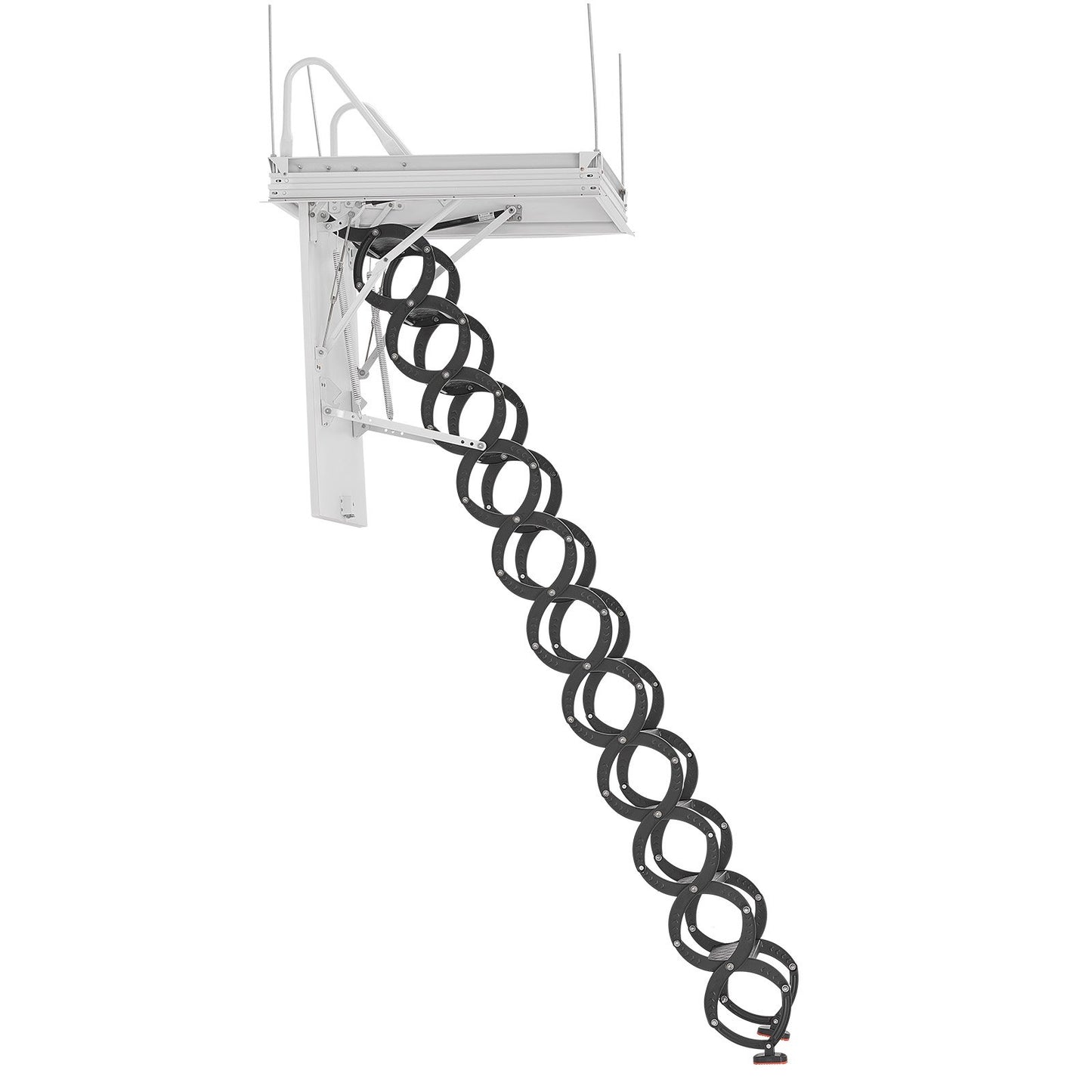 Dachbodentreppe, Tragkraft 299,4 kg, geeignet für Deckenhöhen von 2,60 m bis 2,85 m und Öffnungsgrößen von 100 x 70 cm, ausziehbare Dachbodentreppe aus legiertem Stahl mit Zugstange für den Dachbodenausbau